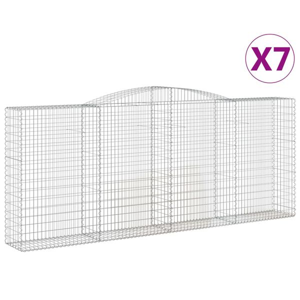 vidaXL Obl&uacute;kov&eacute; gabi&oacute;nov&eacute; ko&scaron;e 7ks 400x50x160/180cm pozinkovan&eacute; železo