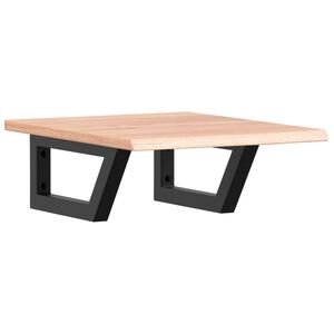 vidaXL Polica pod umývadlo, nástenná, oceľ a dubový masív