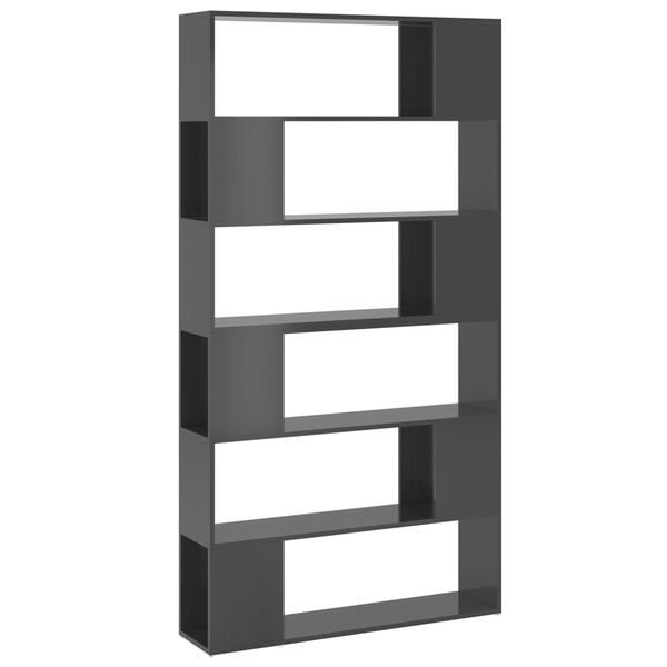 vidaXL Knižnica/deliaca stena leskl&aacute; siv&aacute; 100x24x188 cm