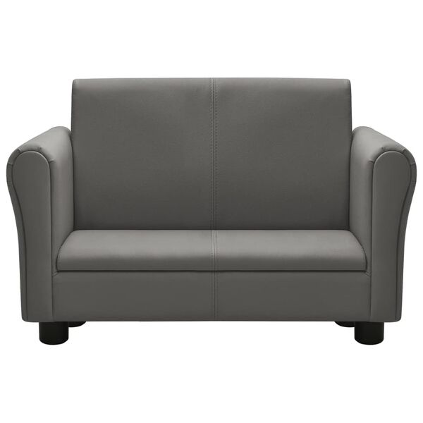 vidaXL Detsk&aacute; sedačka s podnožkou siv&aacute; umel&aacute; koža