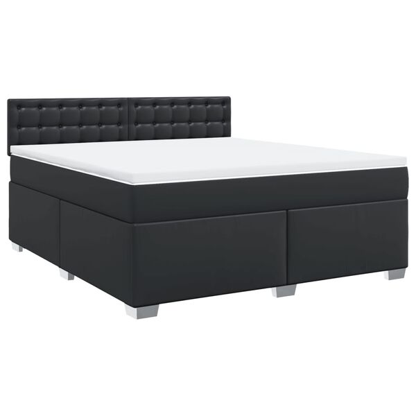 vidaXL Boxspring posteľ s matracom čierna 180x200 cm umel&aacute; koža