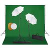 vidaXL Fotografick&eacute; vybavenie s lampami, d&aacute;ždnikmi, pozad&iacute;m a reflektorom
