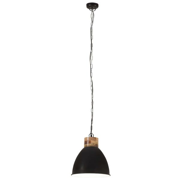 vidaXL Industri&aacute;lna z&aacute;vesn&aacute; lampa čierna železo a mas&iacute;vne drevo 46 cm E27