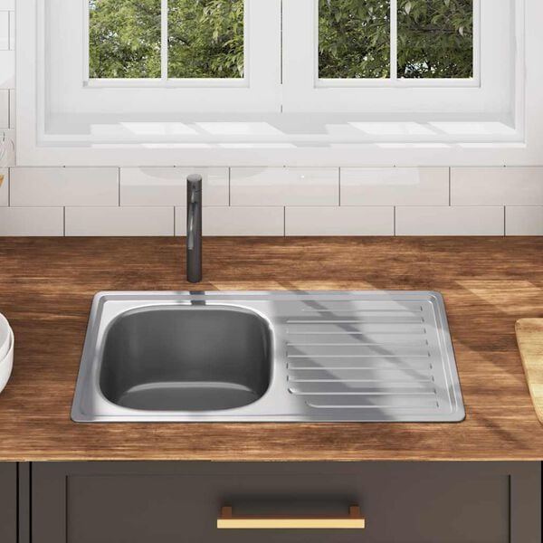 vidaXL Kuchynský drez so sitkom a odtokom nehrdzavejúca oceľ