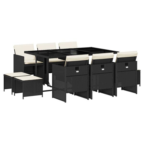 vidaXL 11-dielna z&aacute;hradn&aacute; jed&aacute;lensk&aacute; sada s vank&uacute;&scaron;mi čierna polyratan