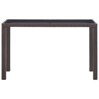 vidaXL Záhradný stôl hnedý 123x60x74 cm polyratanový