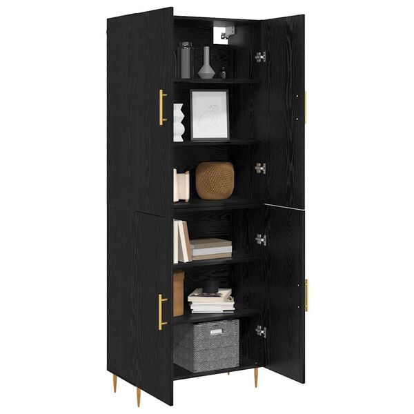 vidaXL Highboard Čierny dub 69,5 x 34 x 180 cm Kompozitn&eacute; drevo