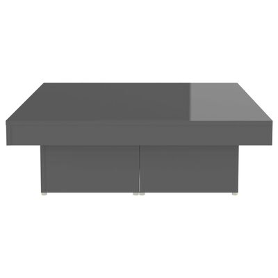 vidaXL Konferenčný stolík lesklý sivý 90x90x28 cm drevotrieska