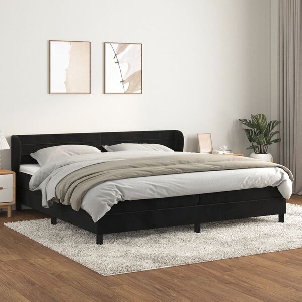vidaXL Posteľn&yacute; r&aacute;m boxspring s matracom čierny 200x200 cm zamat