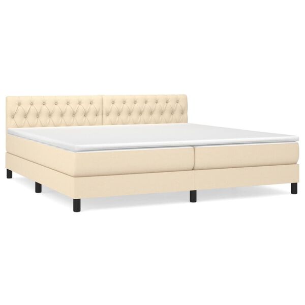 vidaXL Boxspring posteľ s matracom kr&eacute;mov&aacute; 200x200 cm l&aacute;tka
