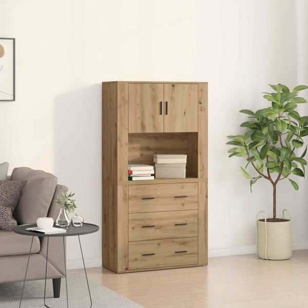 vidaXL Highboard Remeseln&yacute; dub 80 x 33 x 150 cm Kompozitn&eacute; drevo