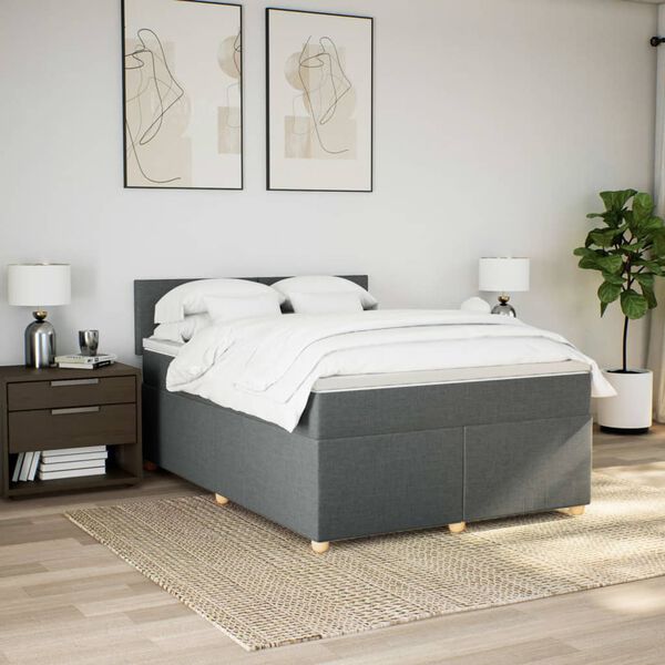 vidaXL Boxspring posteľ s matracom tmavosiv&aacute; 140x200 cm l&aacute;tka