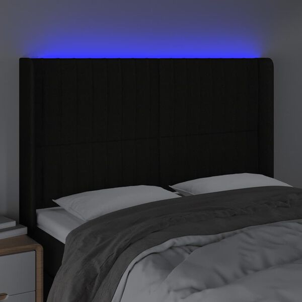 vidaXL Čelo postele s LED čierne 147x16x118/128 cm l&aacute;tka