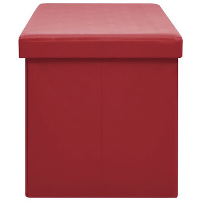 vidaXL Skladacia úložná lavica vínovo-červená PVC