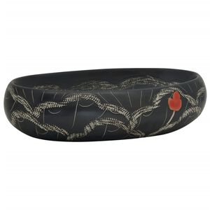 vidaXL Um&yacute;vadlo na dosku čierne ov&aacute;lne 59x40x15 cm keramick&eacute;