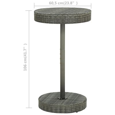 vidaXL Záhradný stolík sivý 60,5x106 cm polyratanový