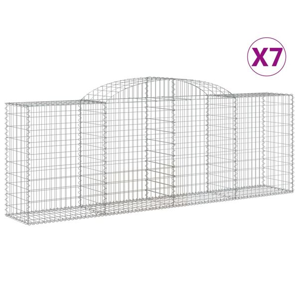 vidaXL Oblúkové gabiónové koše 7ks 300x50x100/120cm pozinkované železo