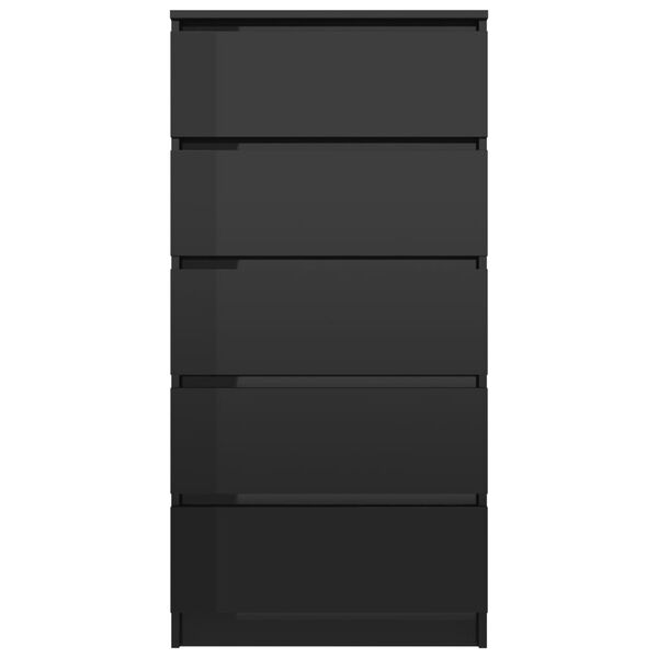 vidaXL Komoda so zásuvkami, lesklá čierna 60x35x121cm kompozitné drevo