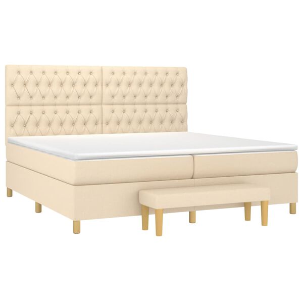 vidaXL Boxspring posteľ s matracom kr&eacute;mov&aacute; 200x200 cm l&aacute;tka