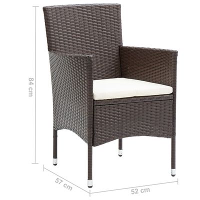vidaXL Záhradné jedálenské stoličky 2 ks polyratanové hnedé