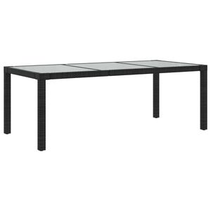 vidaXL Z&aacute;hradn&yacute; st&ocirc;l čierny 190x90x75 cm tvrden&eacute; sklo a polyratan