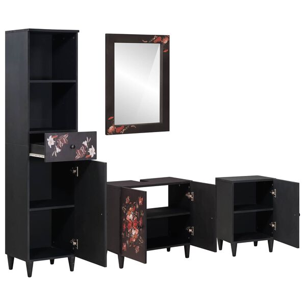 vidaXL Set kabinetov do k&uacute;peľne so z&aacute;suvkou 4 pcs Mas&iacute;vne mango drevo