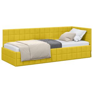 vidaXL Rohov&yacute; r&aacute;m postele s čelnou doskou Žlt&aacute; 80 cm x 200 cm Zamat