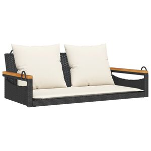 vidaXL Hojdacia lavica s vank&uacute;&scaron;mi čierna 109x62x40 cm polyratan
