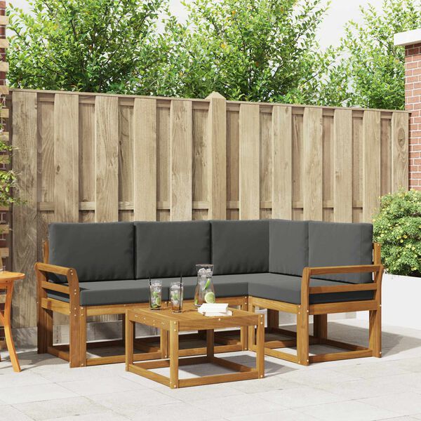 vidaXL Z&aacute;hradn&aacute; s&uacute;prava gaučov s vank&uacute;&scaron;om 5 pcs Pr&iacute;rodn&aacute; a antracitov&aacute;