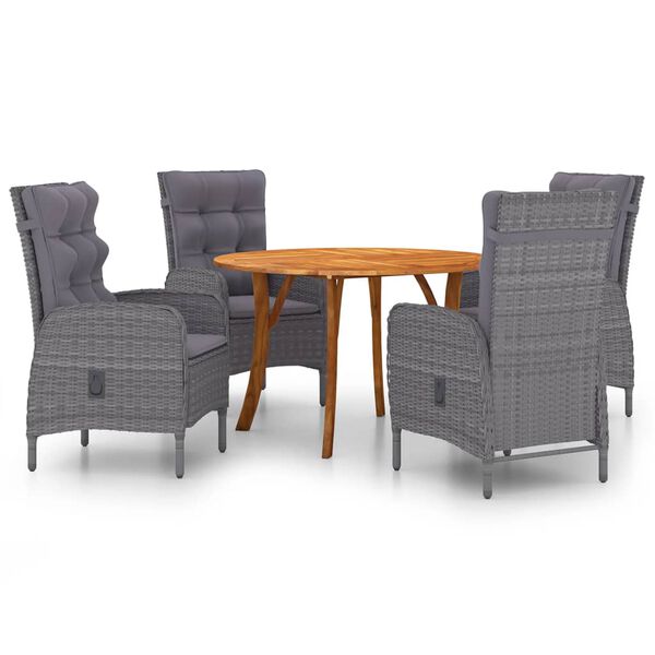 vidaXL 5-dielna záhradná jedálenská súprava čierna