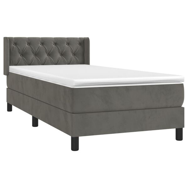 vidaXL Posteľný rám boxspring s matracom tmavosivý 80x200 cm zamat
