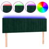 vidaXL Čelo postele s LED tmavozelen&eacute; 144x5x78/88 cm zamat