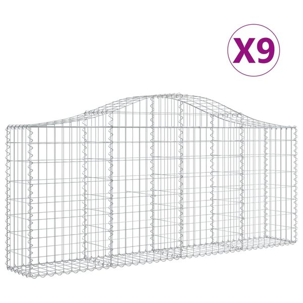 vidaXL Obl&uacute;kov&eacute; gabionov&eacute; ko&scaron;e 9 ks 200x30x80/100cm pozinkovan&eacute; železo
