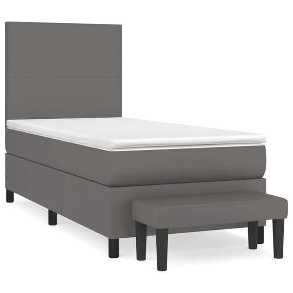 vidaXL Boxspring posteľ s matracom sivá 100x200 cm umelá koža