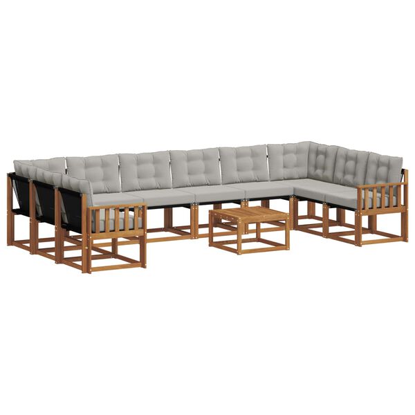 vidaXL Z&aacute;hradn&aacute; s&uacute;prava gaučov s vank&uacute;&scaron;om 11 pcs Pr&iacute;rodn&aacute; a svetlosiv&aacute;