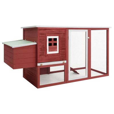 vidaXL Vonkajšia klietka/domček pre sliepky s 1 hniezdom,červená,drevo