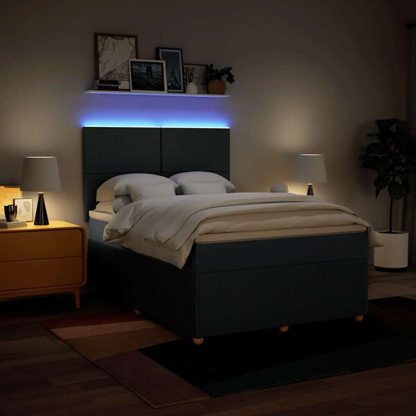 vidaXL Posteľn&yacute; r&aacute;m boxspring s matracom modr&yacute; 140x200 cm l&aacute;tka