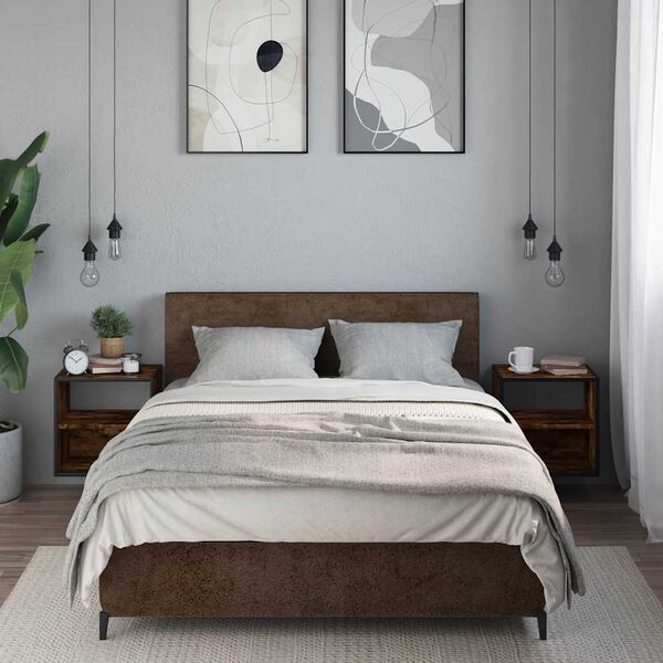 vidaXL N&aacute;stenn&eacute; nočn&eacute; stol&iacute;ky 2 ks dymov&yacute; dub 40x31x39,5 cm