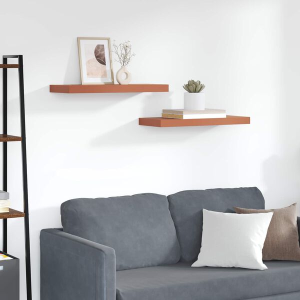 vidaXL Stenn&aacute; polica 2 pcs Červen&aacute; 60 x 23 x 4 cm Kompozitn&eacute; drevo