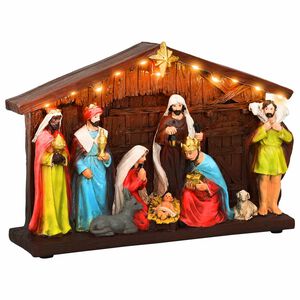 vidaXL Vianočn&yacute; betlehem SALO 31 x 7,5 x 21,5 cm Živica Viacfarebn&yacute;