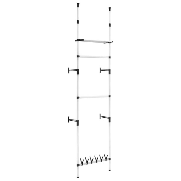 vidaXL Teleskopický šatníkový systém s tyčami a poličkou hliníkový