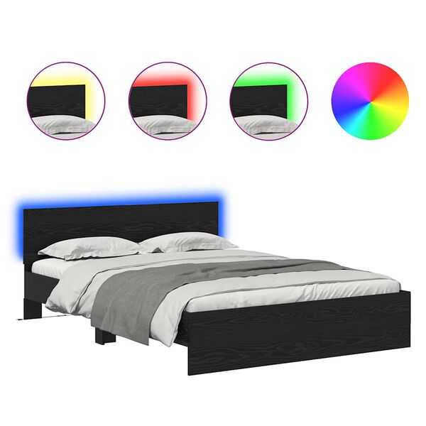 vidaXL R&aacute;m postele Čierny dub 140 x 190 cm Kompozitn&eacute; drevo