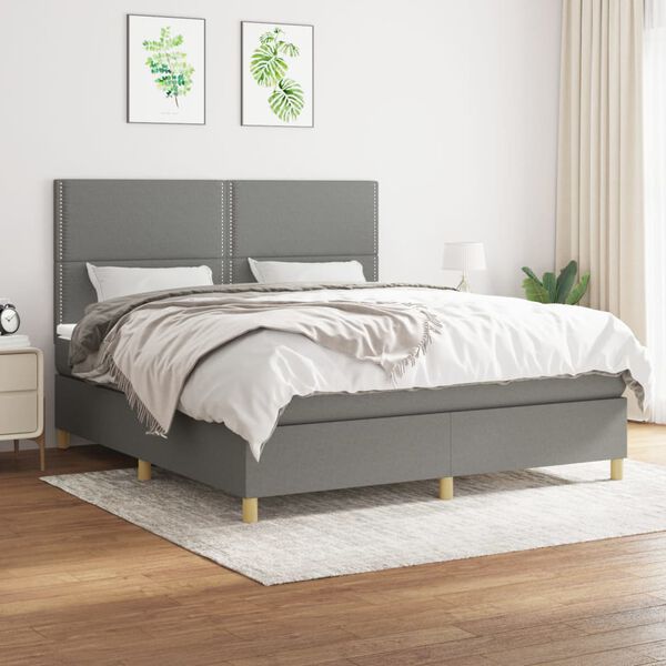 vidaXL Boxspring posteľ s matracom tmavosiv&aacute; 180x200 cm l&aacute;tka