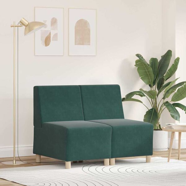 vidaXL Bezr&uacute;čkov&aacute; modul&aacute;rna sofa jednotka 2 pcs Tmavozelen&aacute;