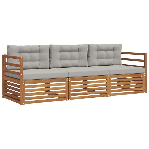 vidaXL Z&aacute;hradn&aacute; s&uacute;prava gaučov s vank&uacute;&scaron;om 3 pcs Pr&iacute;rodn&aacute; a svetlosiv&aacute;