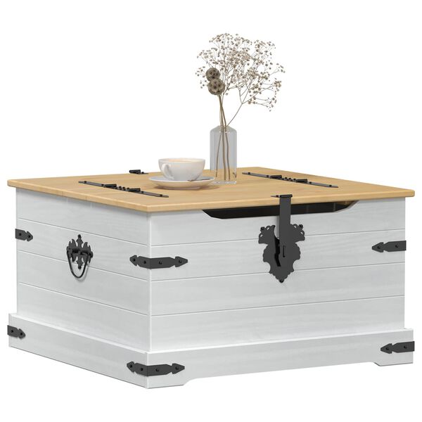 vidaXL storage box Biela 78 x 78 x 45 cm Mas&iacute;vne borovicov&eacute; drevo