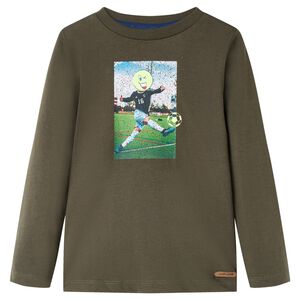 vidaXL Detsk&eacute; tričko s dlh&yacute;mi ruk&aacute;vmi kaki 104