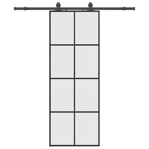 vidaXL Posuvn&eacute; dvere s kovan&iacute;m čierne 76x205 cm ESG sklo