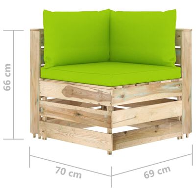 vidaXL 6-dielny záhradný set s podložkami zelené impregnované drevo