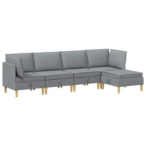 vidaXL Modul&aacute;rny pohovkov&yacute; set s &uacute;ložn&yacute;m priestorom 5 pcs Svetlosiv&aacute;